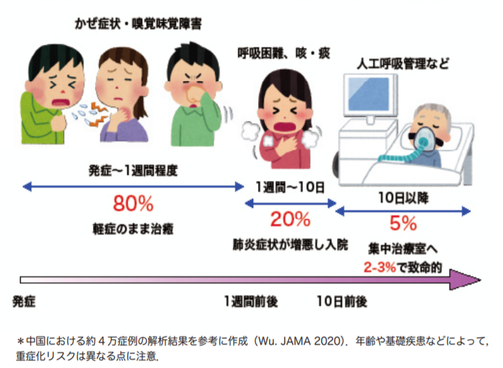 新型コロナウイルス感染症について 症状 臨床経過 予防策 ひまわり医院 内科 皮膚科